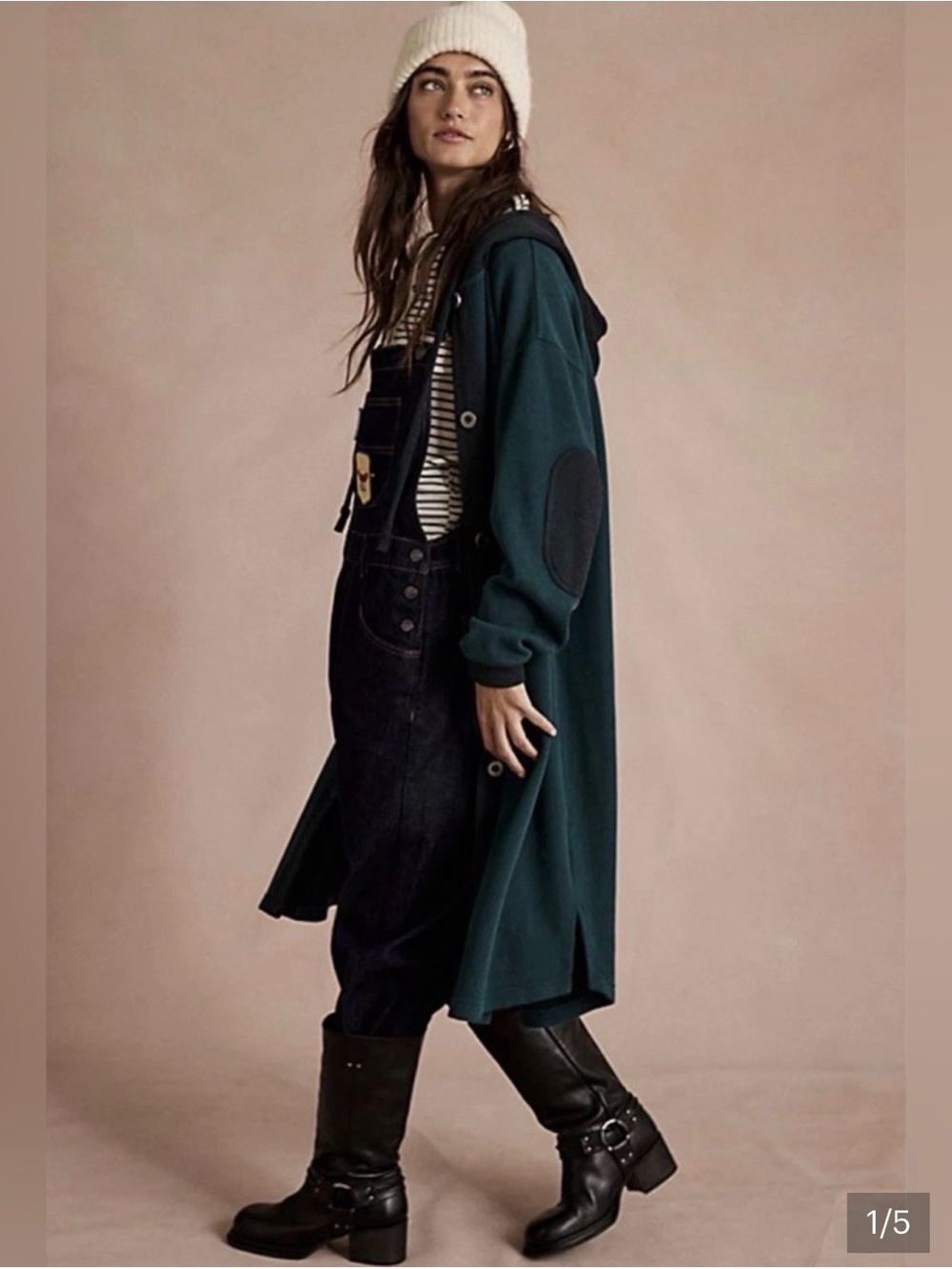 Free People Tomorrows Sweatshirt Cardigan Hooded Maxi Ribbed Button Size Small - Picture 2 of 8